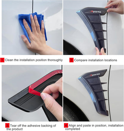 2PCS Car Fender Side Vents, Self-Adhesive Sporty Vehicle Exterior Trim Modification Kit Universal for Most Cars