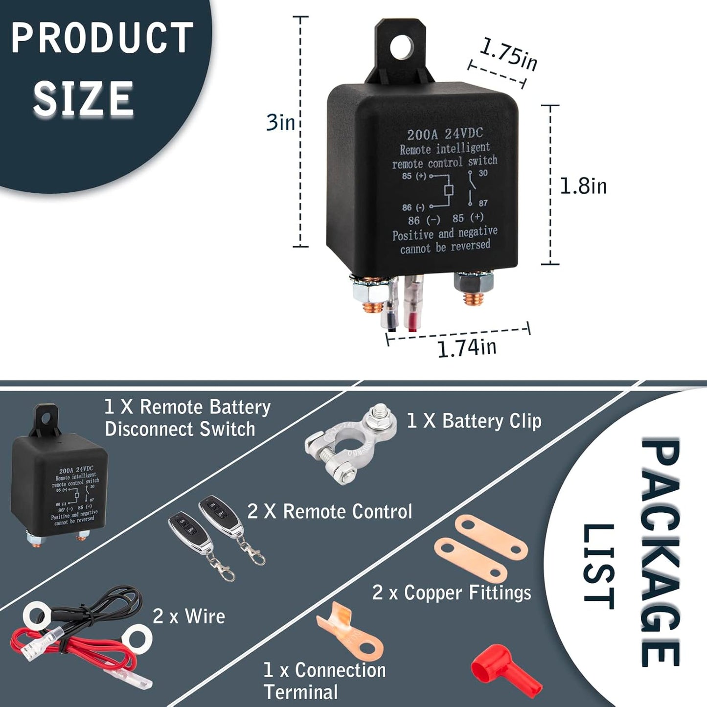 Car Battery Disconnect Relay Anti-Theft Battery Shut Off Switch
