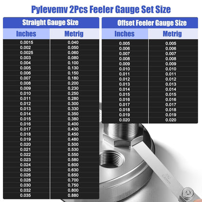 2Pcs High-Precision Feeler Gauge Set - 32-Blade Straight and 16-Blade Offset Filler Gauge, Dual Marked SAE & Metric Stainless Steel Feeler Gauges for Valves, Spark Plug, Engine, Guitar Setup