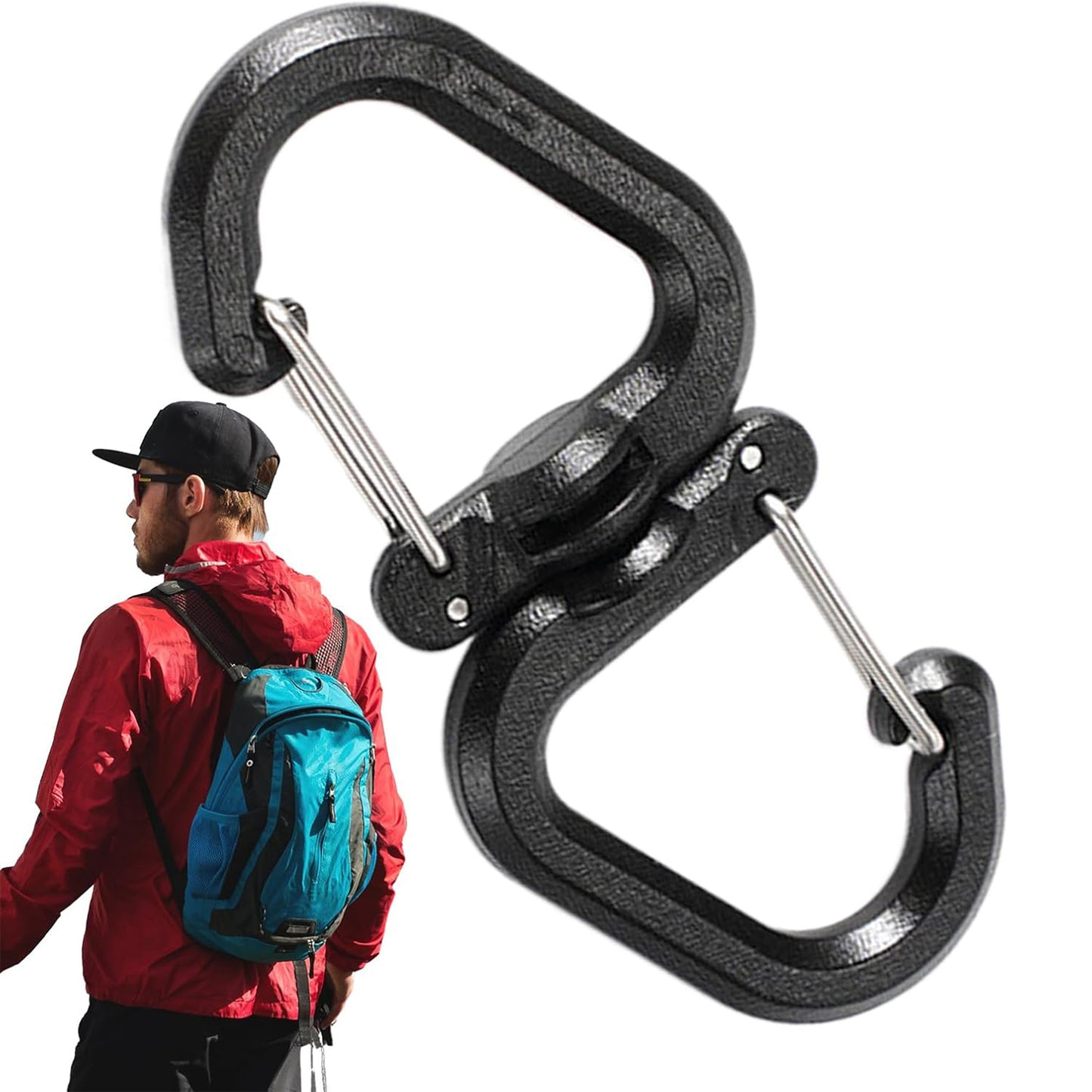 5pcs/set 360 Rotating Double Carabiner Outdoor Swivels Clip