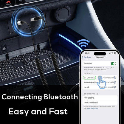 BT850 Aux to Bluetooth 5.3 Adapter for Car, USB 2.0 to 3.5mm Bluetooth Receiver Jack Kit