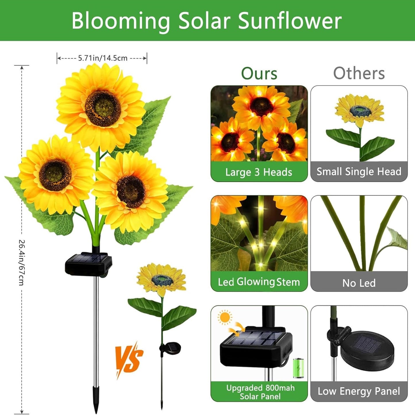 Sunflower Shape Solar LED Lights, Garden Waterproof Decorative