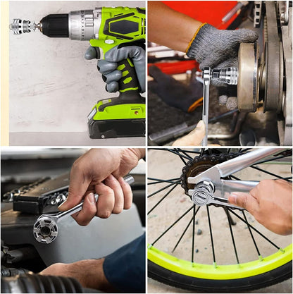 Universal Adjustable Socket Wrench with Adapter, 10-19mm, 3/8''-3/4'' Ratchet Wrench