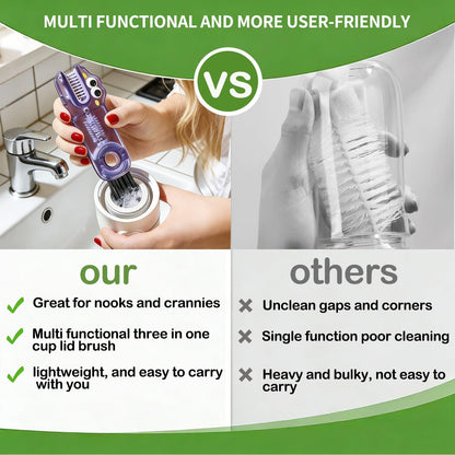 3 in 1 Cup Lid Gap Cleaning Brush Set, Multifunctional Bottle Cleaning Brush
