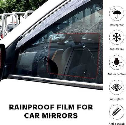 4 PCS Car Rearview Mirror Film, Waterproof Mirror Films Include Two Sizes