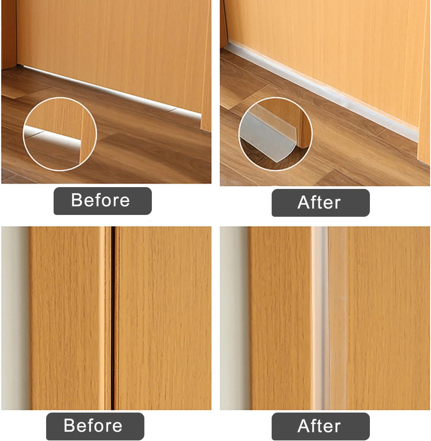 Silicone Clear Weather Stripping Door Seal,  Door Draft Stopper for Side of Door, Self-Adhesive Insulation Tape for Gaps (45mm;16Ft)