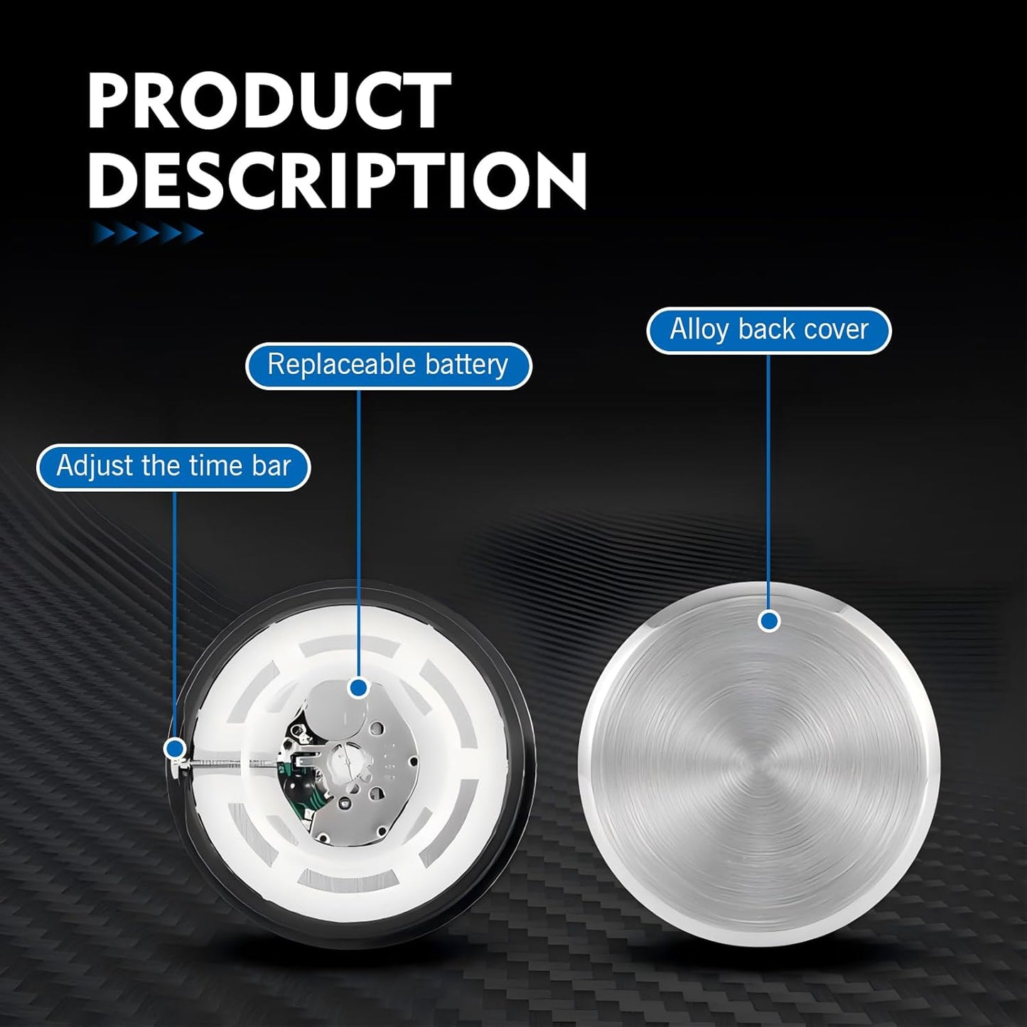 Mini Car Clock for Dash with Adhesive Sticker & Vent Clip - Luminous Decoration