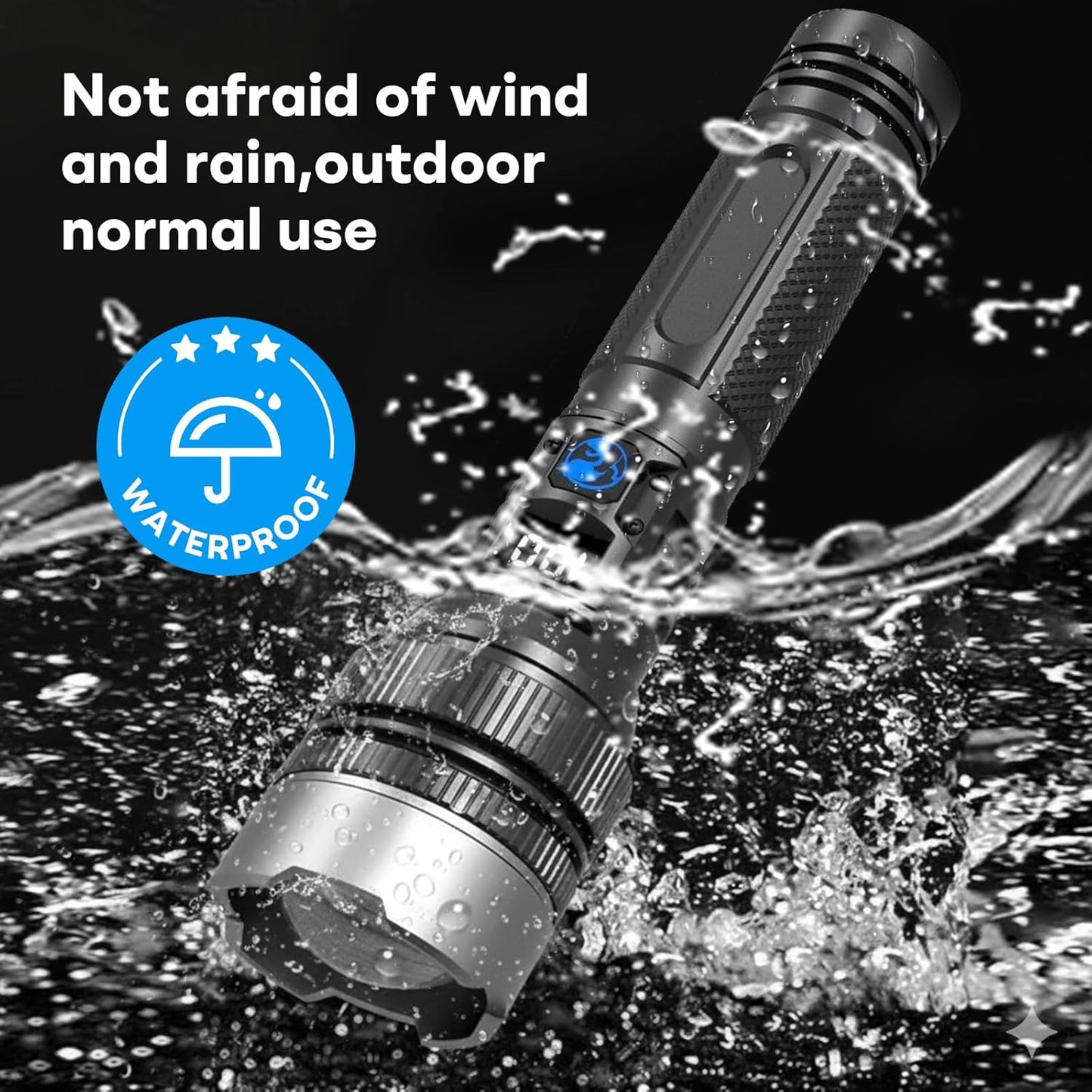 Digital Display High-Power Flashlight - USB Rechargeable, for Outdoor Emergency Lighting