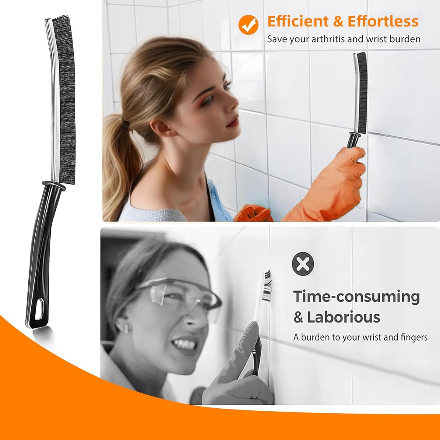 5pcs Hard-bristled Crevice Cleaning Brush for Household Use