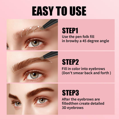 Waterproof Long-Lasting Smudge-Resistant 4-Tip Microblading Eyebrow Pen for Hair Stroke Brows