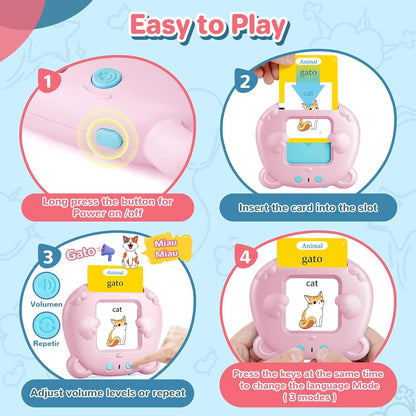 Spanish & English 224 Words Alphabet Bilingual Talking Flash Cards for 3-8 Years Toddlers