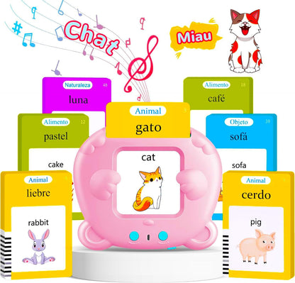 Spanish & English 224 Words Alphabet Bilingual Talking Flash Cards for 3-8 Years Toddlers