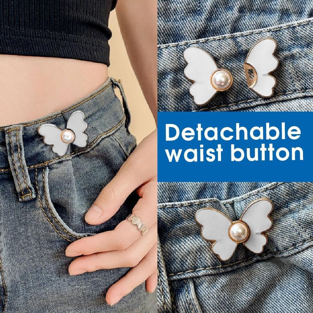 Adjustable Butterfly Jeans Button Clips for Waist Tightening and Snap Adjustment