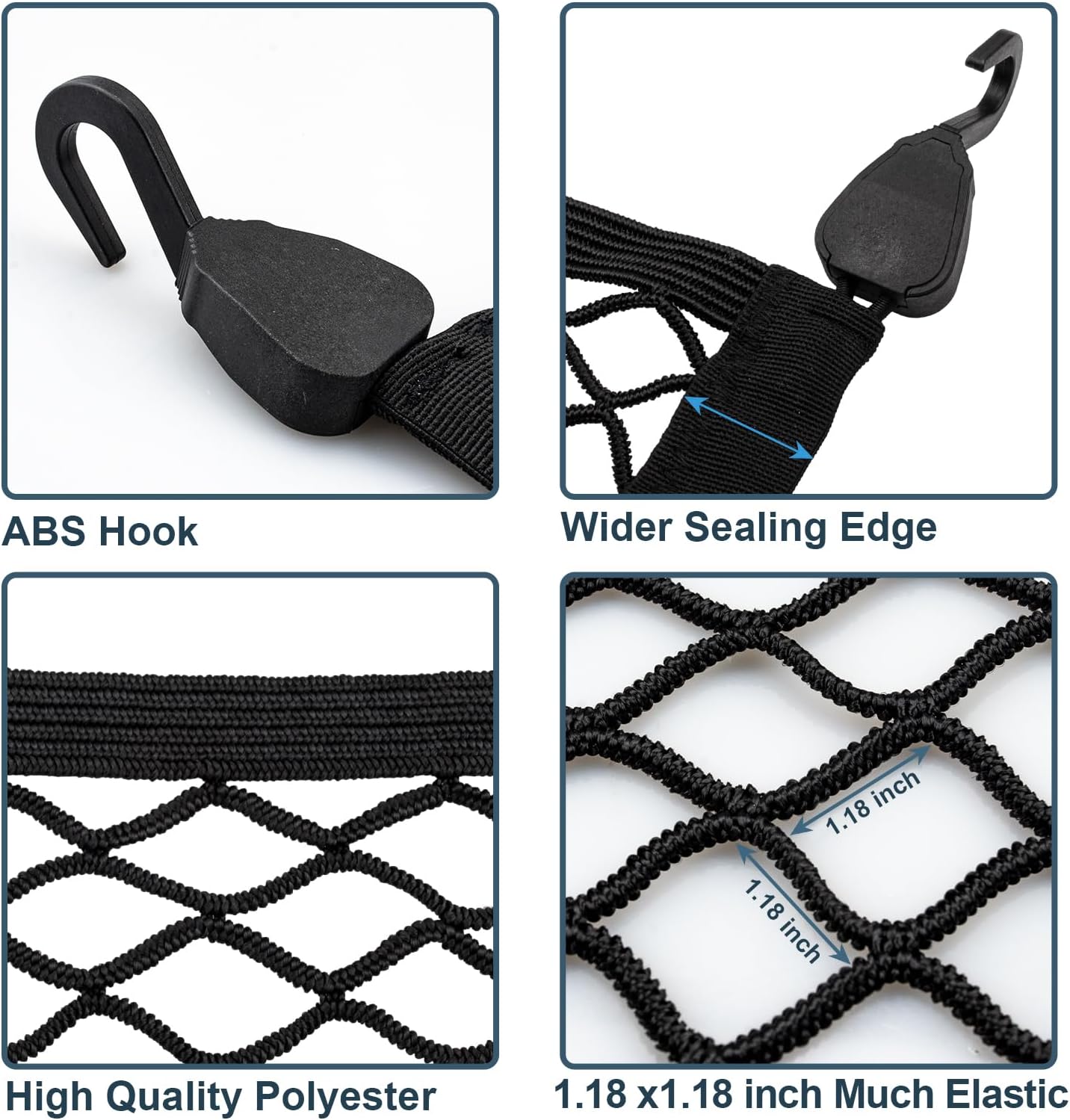 Adjustable Elastic Trunk Mesh Nets with 4pcs ABS Hook