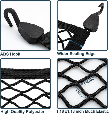 Adjustable Elastic Trunk Mesh Nets with 4pcs ABS Hook