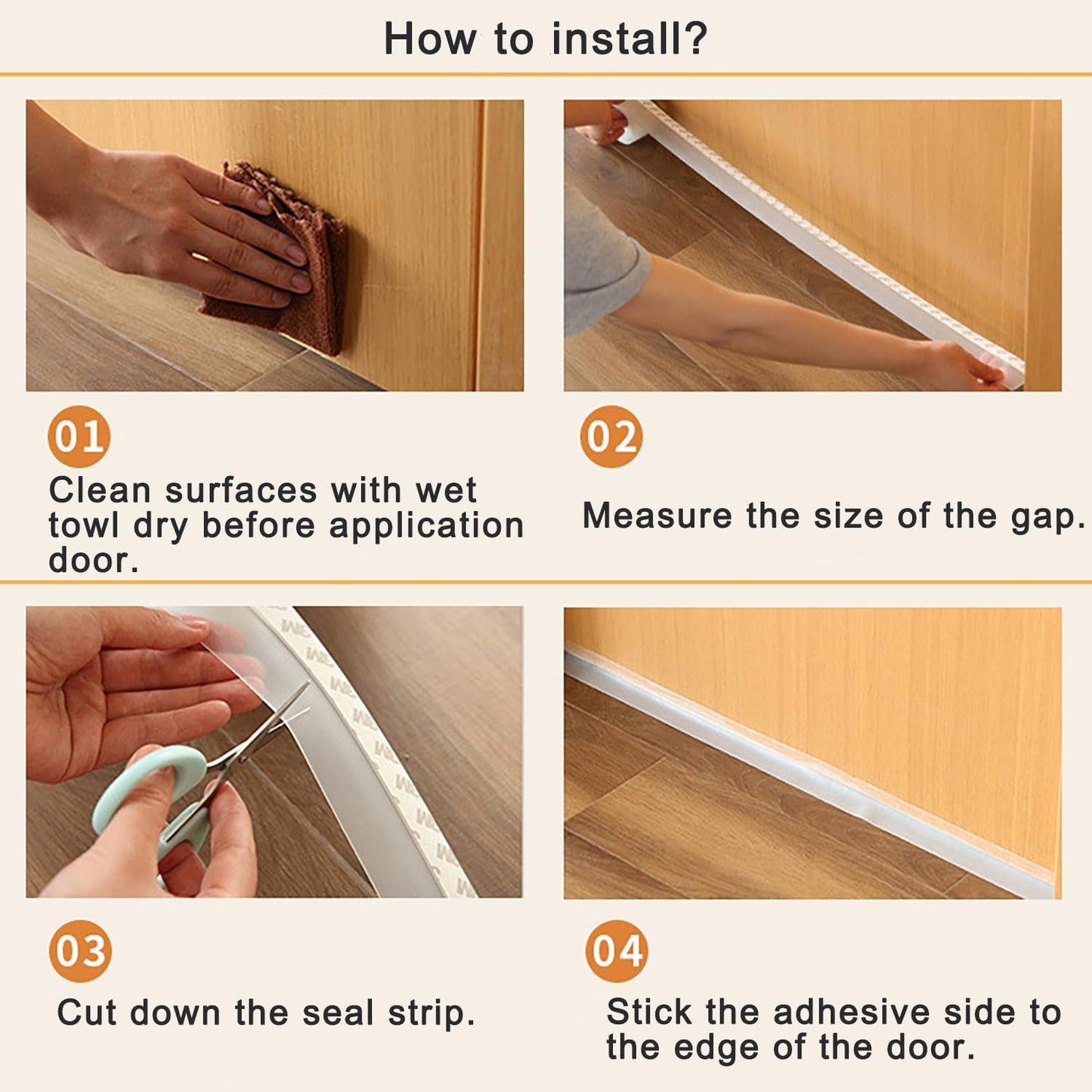 Silicone Clear Weather Stripping Door Seal,  Door Draft Stopper for Side of Door, Self-Adhesive Insulation Tape for Gaps (45mm;16Ft)