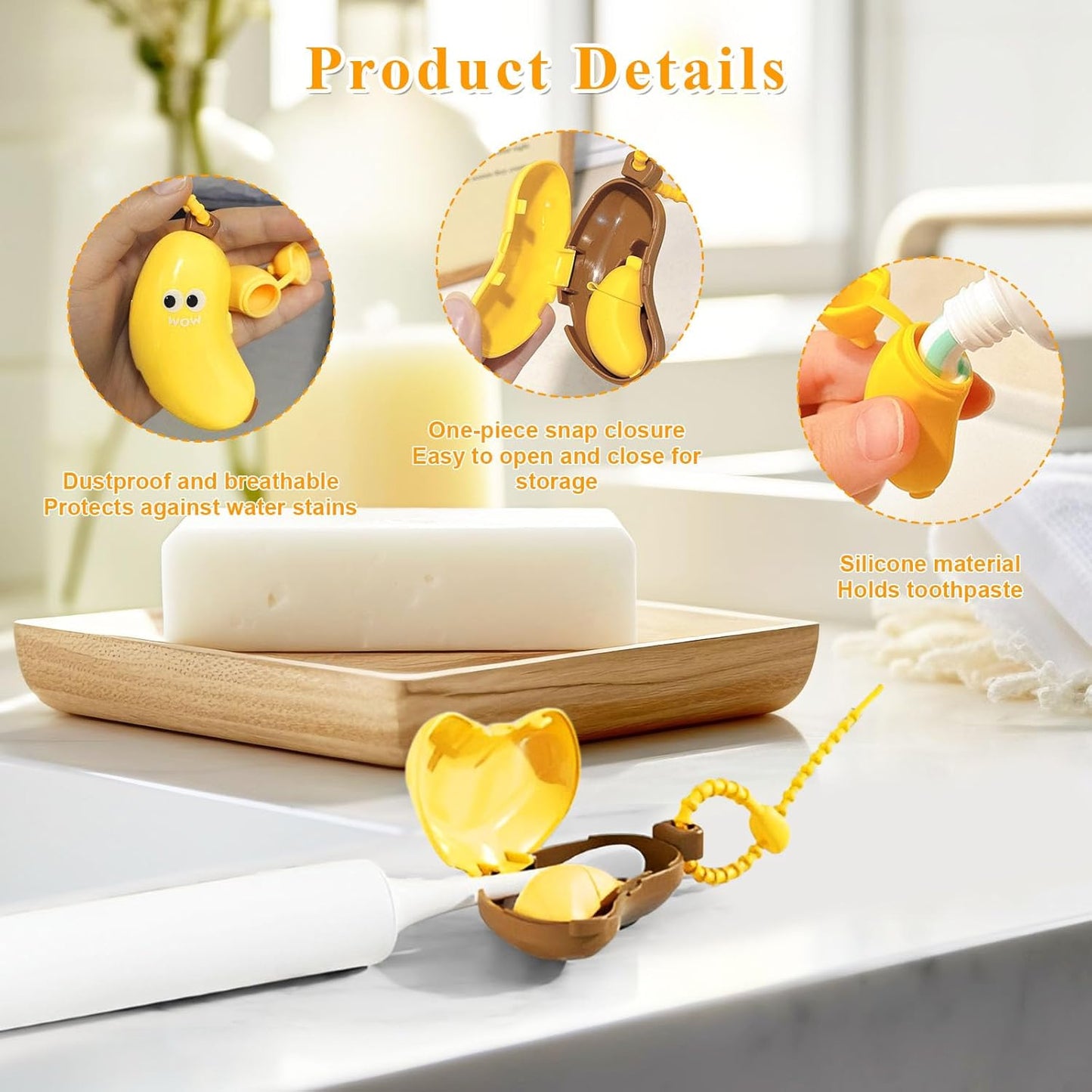 Banana Toothbrush Travel Case with Built-in Toothpaste Dispenser