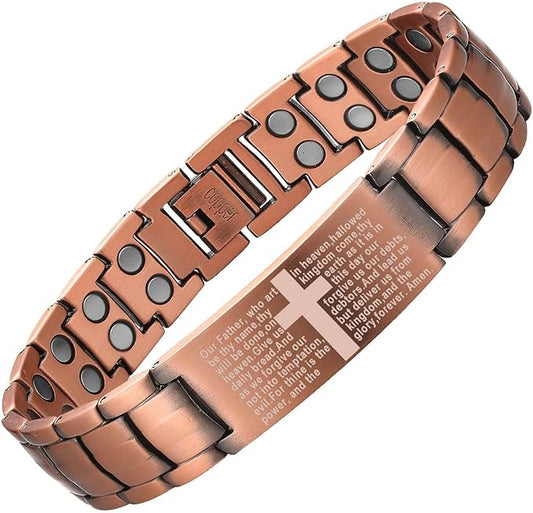 Copper Bracelet for Men, Cross Copper Magnetic Bracelet
