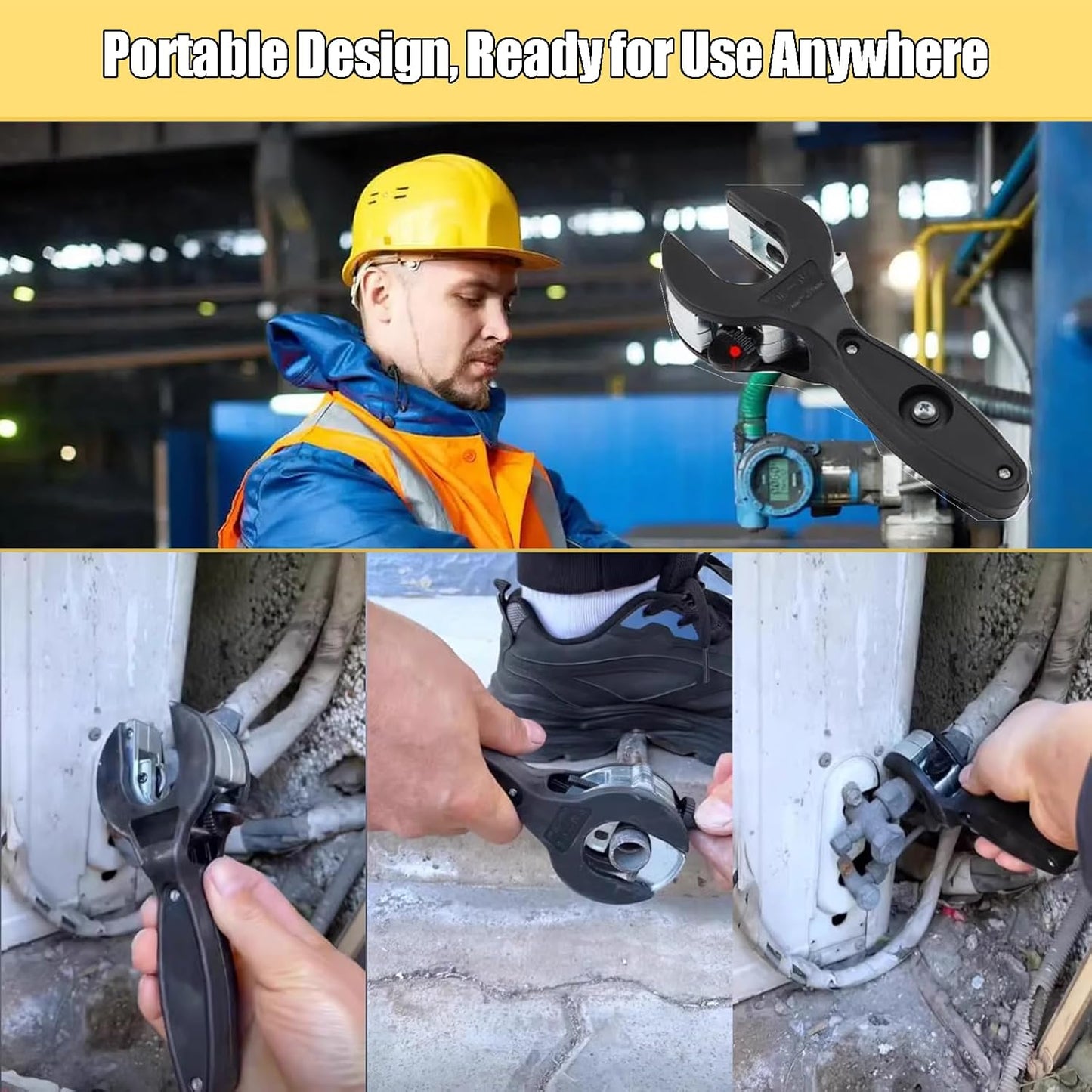 Compact Ratchet Pipe Cutter For Stainless Steel, Copper, Perfect For Limited Space Applications