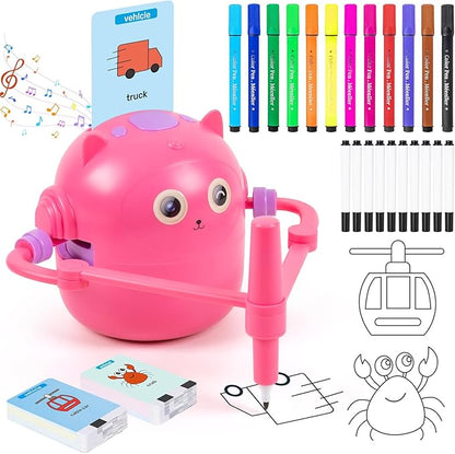 Drawing Robot for Kids - Doodle Bot Toy with 100 Word Cards & 16 Color Pens