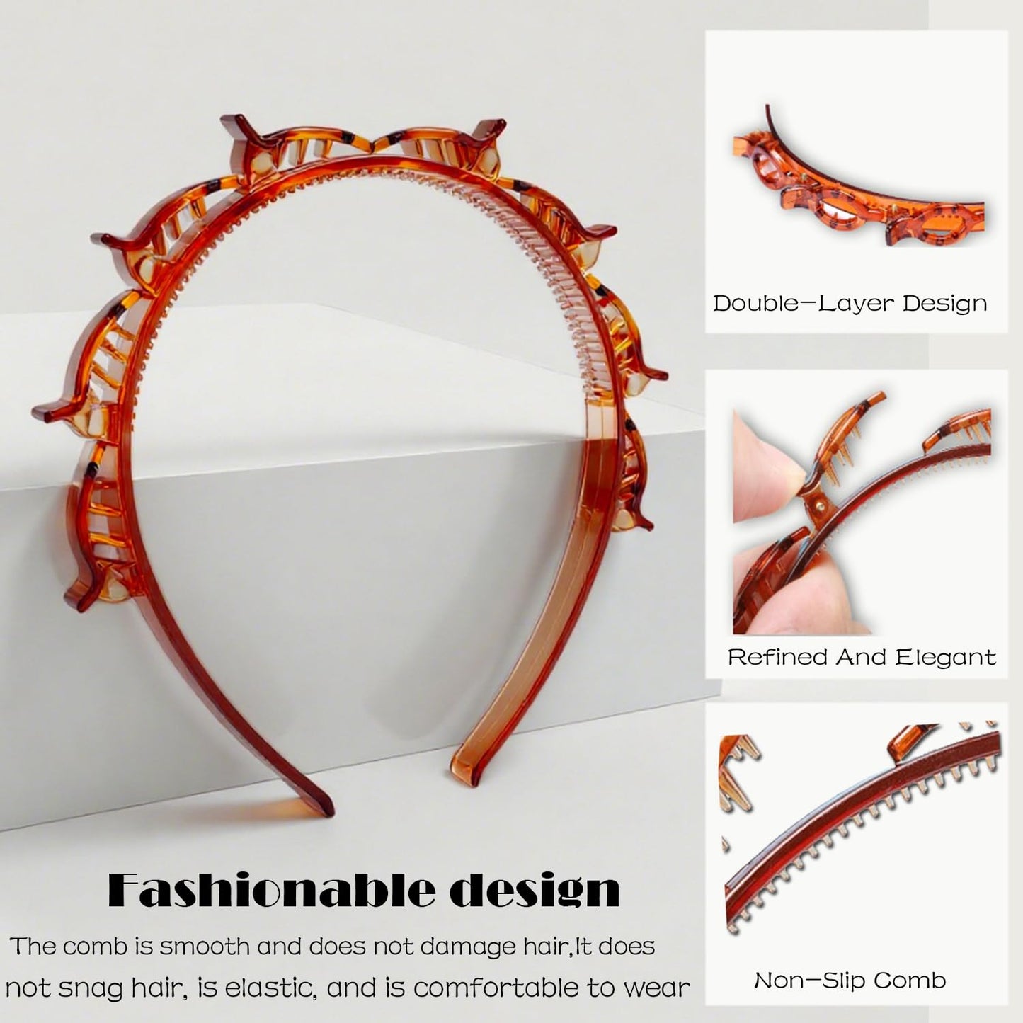 2Pcs Hairpin Headband with Clips, 5.2in * 4.5 in Hair Accessories