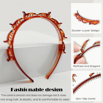 2Pcs Hairpin Headband with Clips, 5.2in * 4.5 in Hair Accessories
