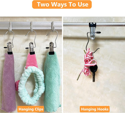 10Pcs Stainless Multi Function Clip Hooks,Laundry Hanging Hooks Clips,Closet Hangers,Boot Clips