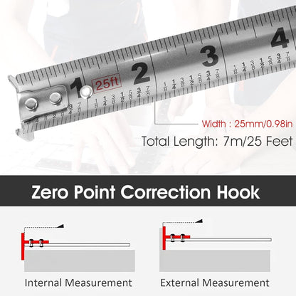 Stainless Steel Retractable Tape Measure for Construction Household Woodworking