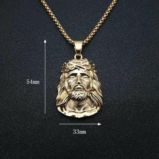 Jesus Charm Men's Necklace Chain Hip Hop Pendant with Chain