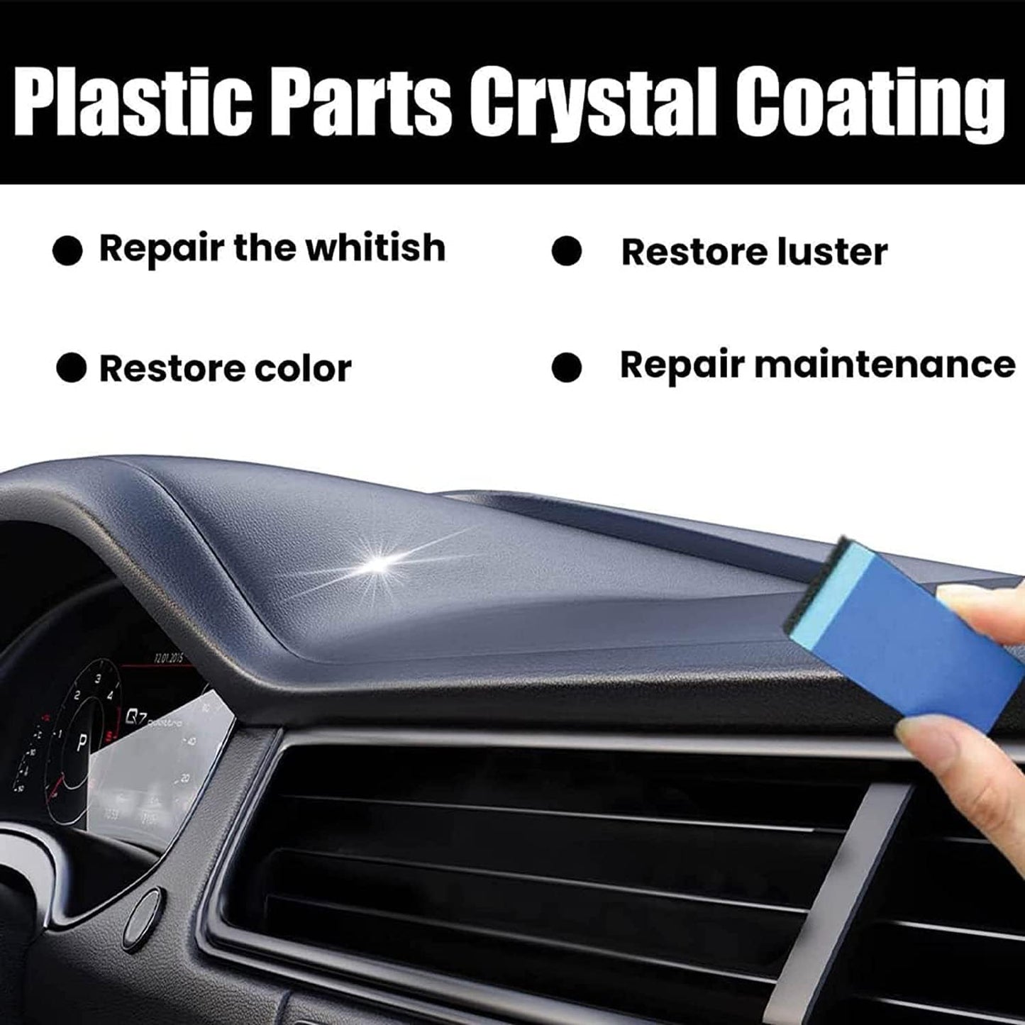 2pcs Crystal Coating for Car, Plastic Parts Refresher with Brush