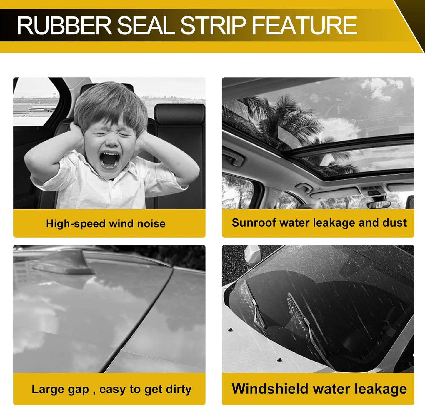 Car Windshield Weather Stripping, Adhesive Rubber Seal Strip, Auto Sunroof Sealing Gasket