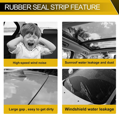 Car Windshield Weather Stripping, Adhesive Rubber Seal Strip, Auto Sunroof Sealing Gasket