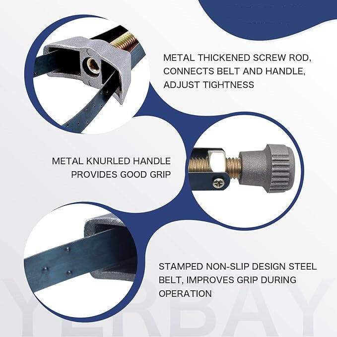 Adjustable Metal Oil Fuel Filter Removal Strap Wrench Tool 60-120mm