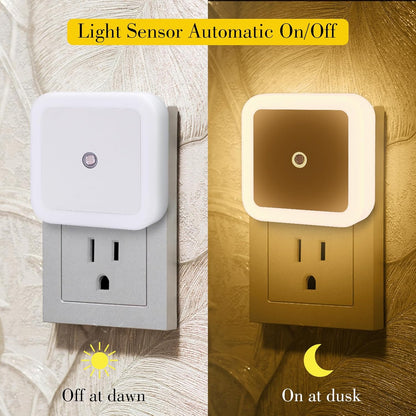 4/8Pcs Night Light,Warm White LED Night Lights Plug into Wall with Dusk to Dawn sensors