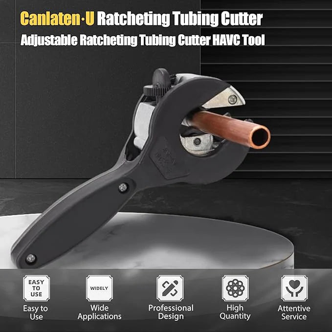 Compact Ratchet Pipe Cutter For Stainless Steel, Copper, Perfect For Limited Space Applications