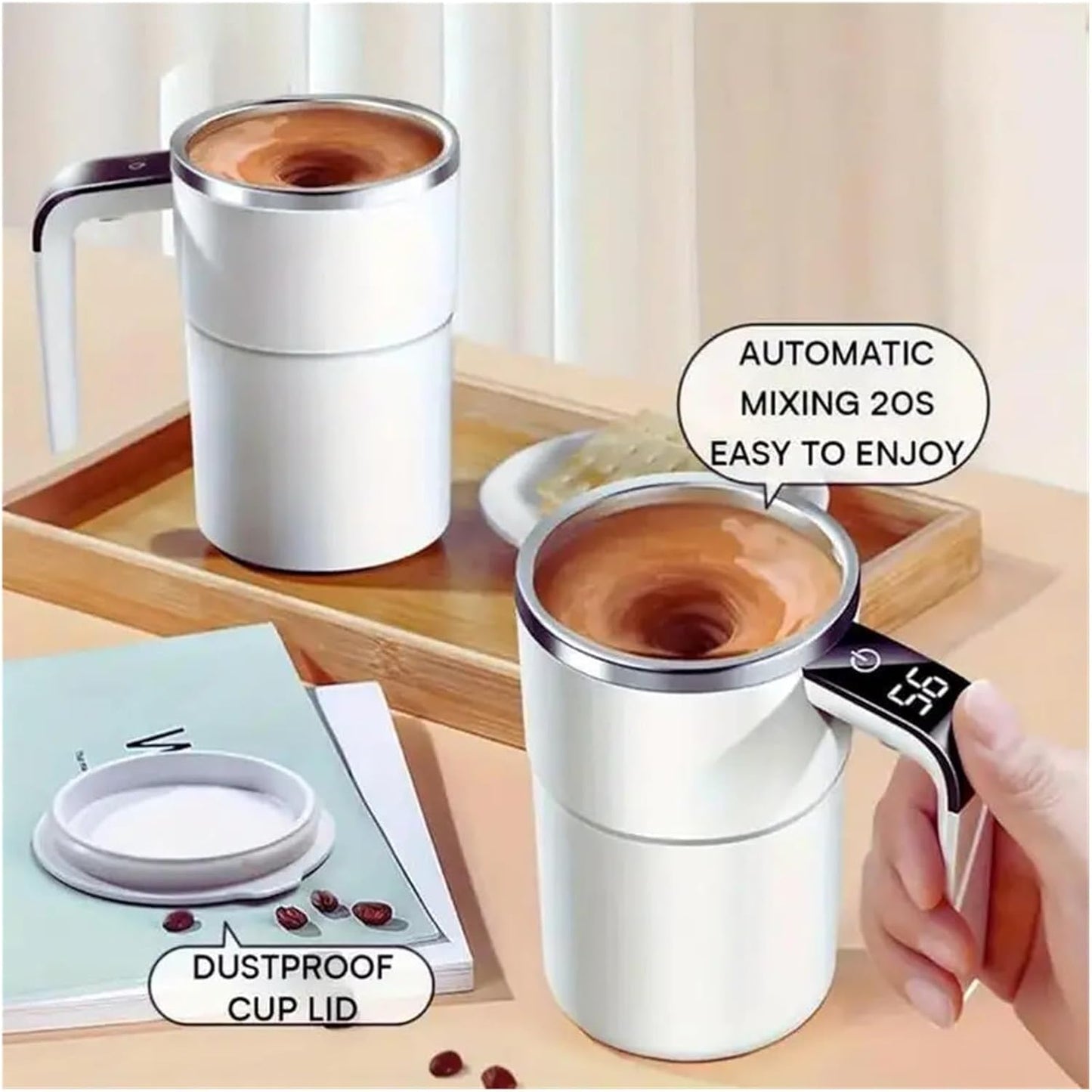 Electric Coffee Self Mixing Mug - Waterproof Rechargeable Automatic Magnetic Cup For Coffee