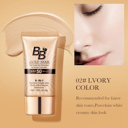 Snail BB Cream SPF 50 Foundation, Tinted Moisturizer for Face with SPF 50 Colour Correcting Self Adjusting