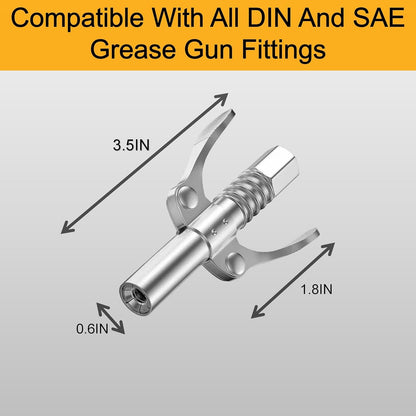 2PCS 12000 PSI High Pressure Leak-Proof Grease Gun Coupler for Automotive Farm Industrial Use