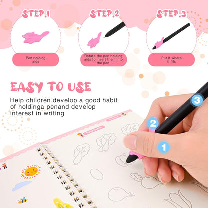 4-Pack Reusable Magic Grooved Practice Copybooks for Kids