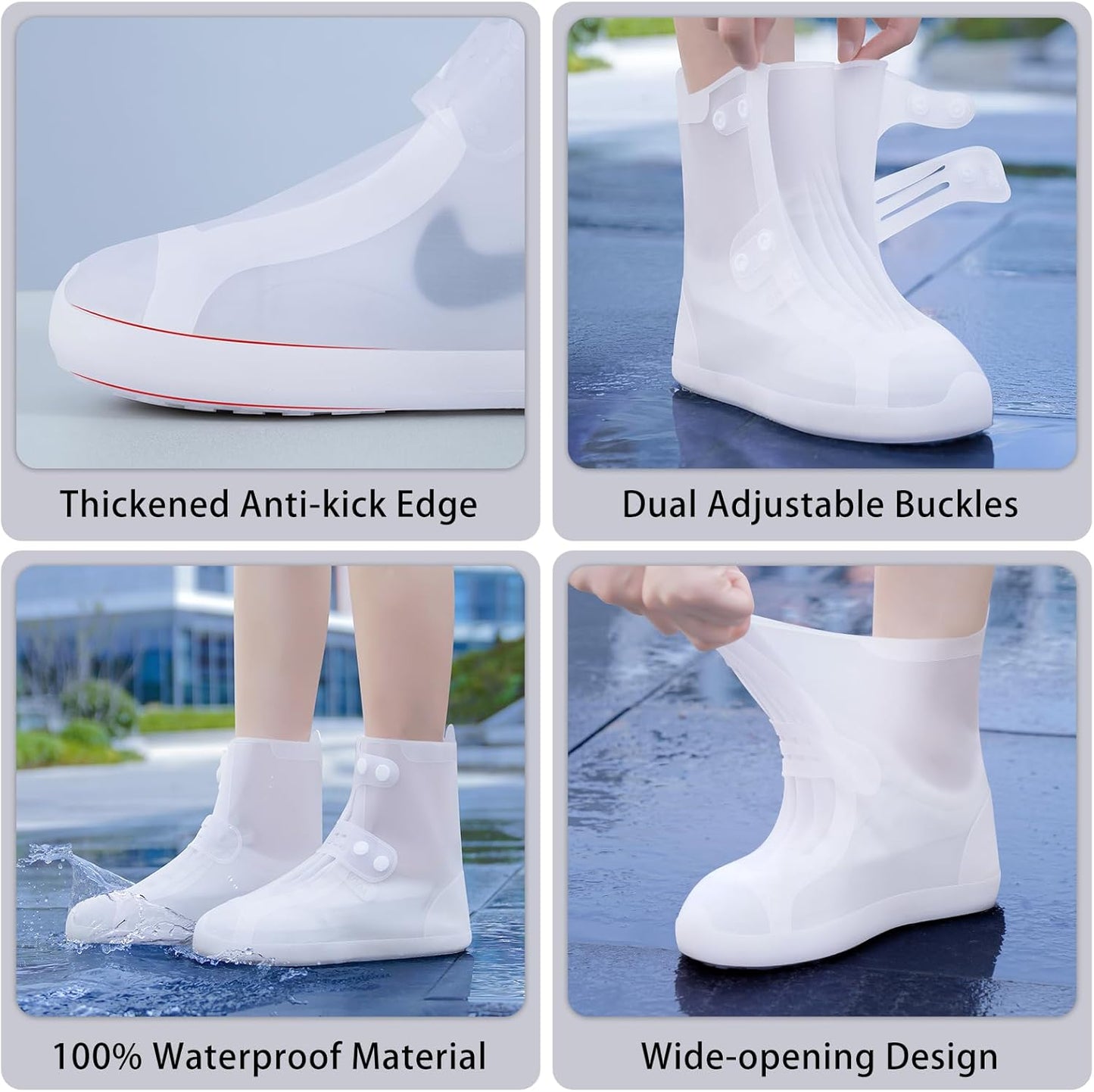 Universal Size Waterproof Sandproof Reusable Silicone High-Top Rain Boots Shoes Covers For Outdoor Overshoes Protection