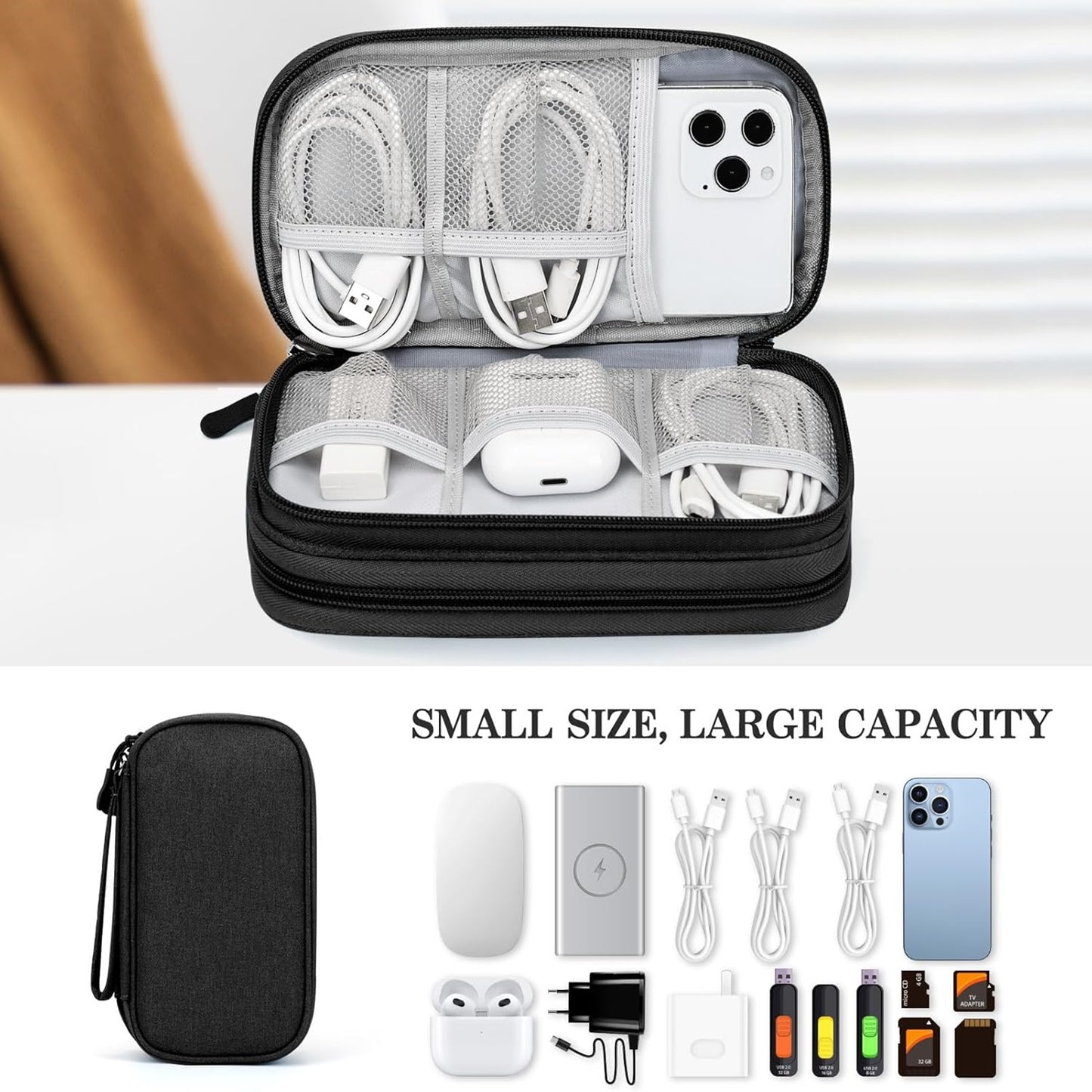 Electronic Organizer Small Travel Cable Organizer Bag