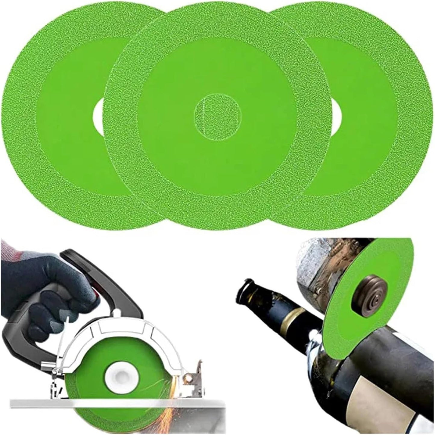 3pcs 100MM Diamond Ultra-Thin Green Brazing Blade For Cutting Ceramic Jade Glass Tile Wine Bottle Grinding