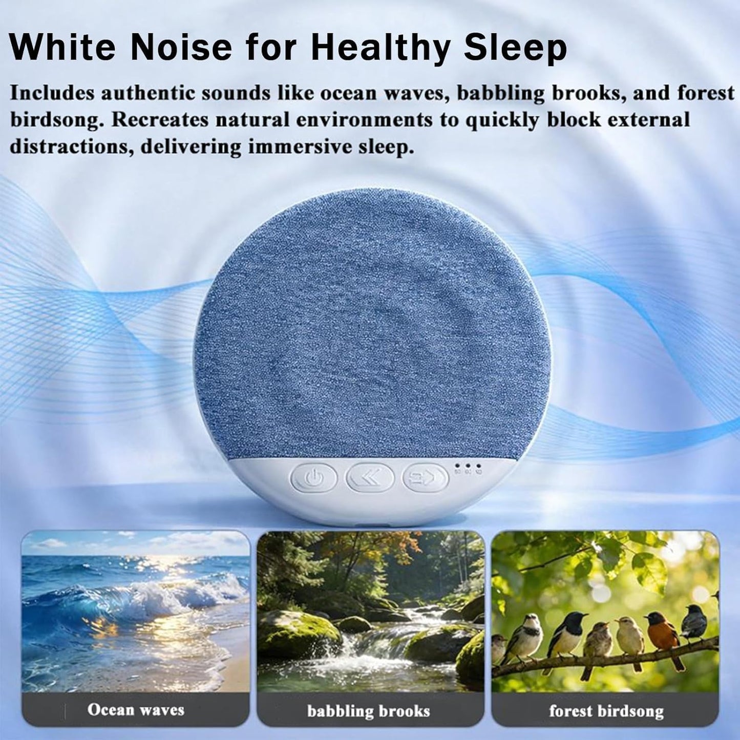 Under Pillow Speaker for Sleeping with White Noise Timer - Mini Bone Conduction Sleep Aid with Stereo Bass