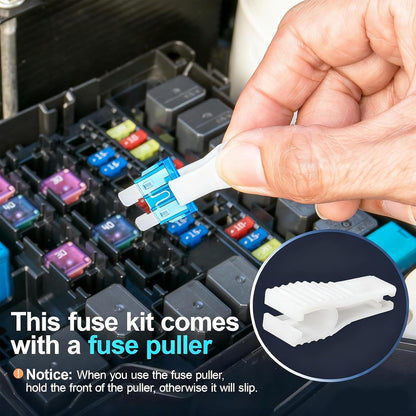 300Pcs Car Fuse Assortment Kit, 160 Mini Fuses Automotive + 90 Standard Auto Fuses + 50 Micro + Puller