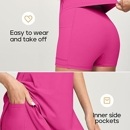 Womens Tennis Dress, Athletic Dress with Built-in Bra & Shorts Pockets