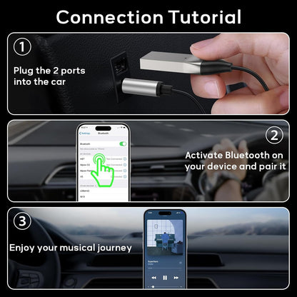 BT850 Aux to Bluetooth 5.3 Adapter for Car, USB 2.0 to 3.5mm Bluetooth Receiver Jack Kit