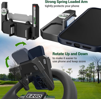 Golf Cart Steering Wheel Phone Mount Flip-Up Cell Phone Holder
