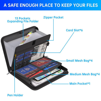 Fireproof and waterproof Important Document Organizer Folio Accordion File