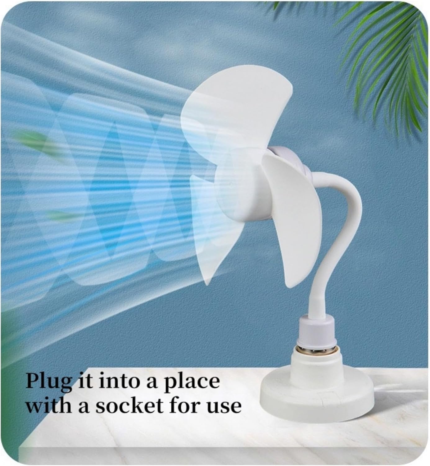 Socket Fan Kit with Plug Adapter – Mini Quiet Electric Fan with Flexible Gooseneck Plug