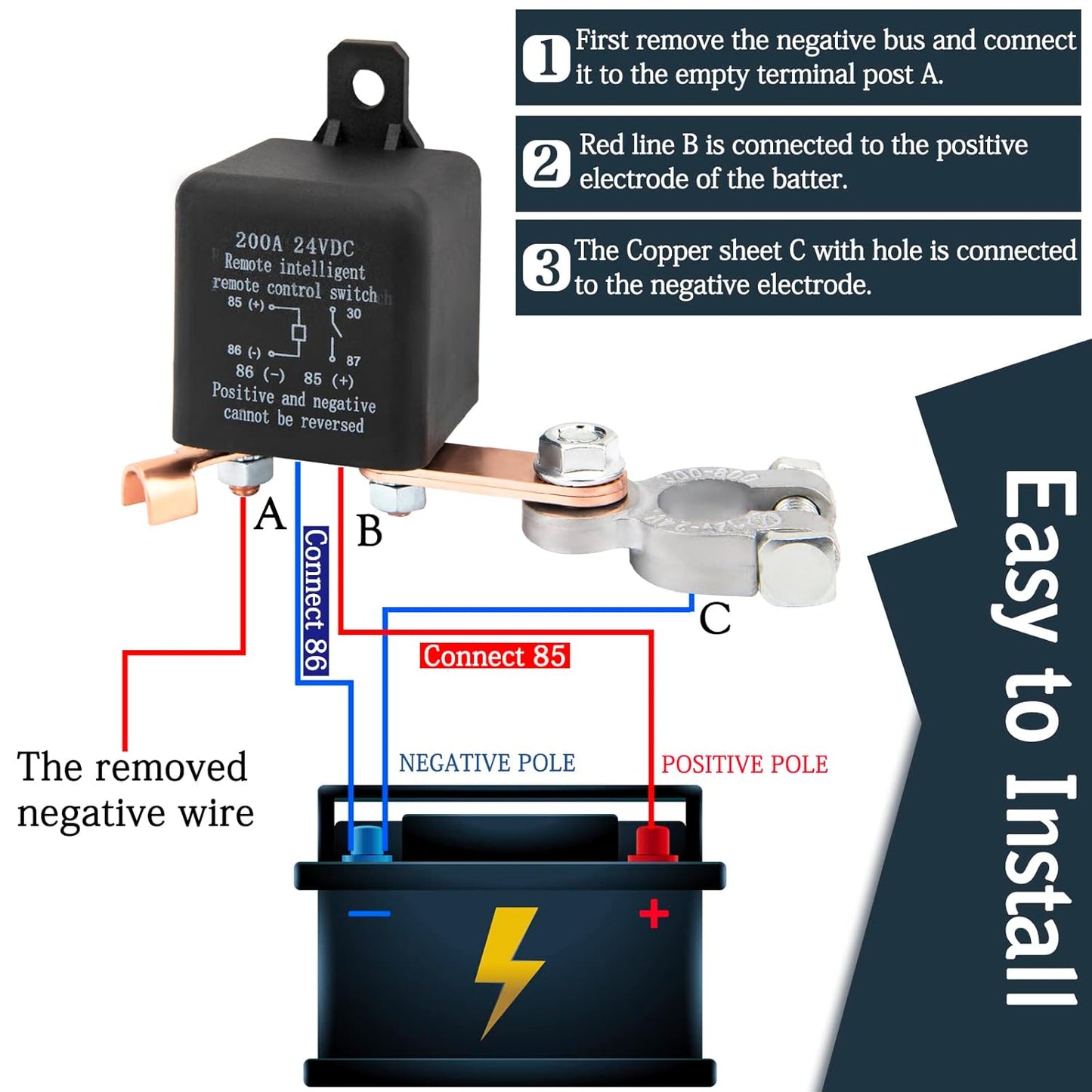 Car Battery Disconnect Relay Anti-Theft Battery Shut Off Switch